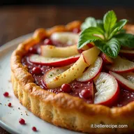 Crostata salata con radicchio eautunno nel piatto
