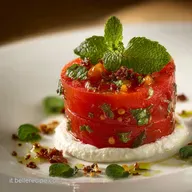 Deliziose di pomodoro con mousse salata lantipasto estivo elegante