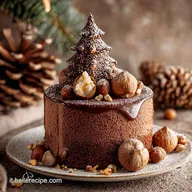 Torta Tronco albero di Natale al cioccolato fondente e nocciola