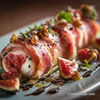 Antipasto: Roll&egrave; Prosciutto e Caprino ai Fichi - Facile Scheda ricetta