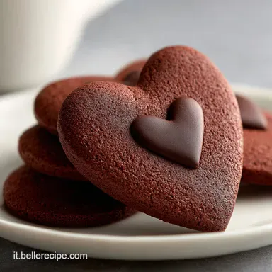 Biscotti di San Valentino al cacao con cuore di cioccolato Morbidi Scheda ricetta
