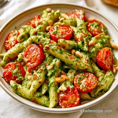 Pasta Al Pesto E Pomodorini per 4 Persone Scheda ricetta