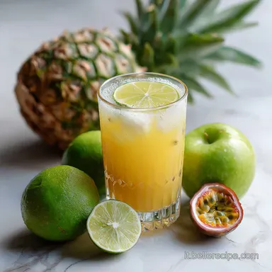 Ricetta del Succo di Ananas, Mela Verde e Passion Fruit Fresco in 10 Minuti Scheda ricetta