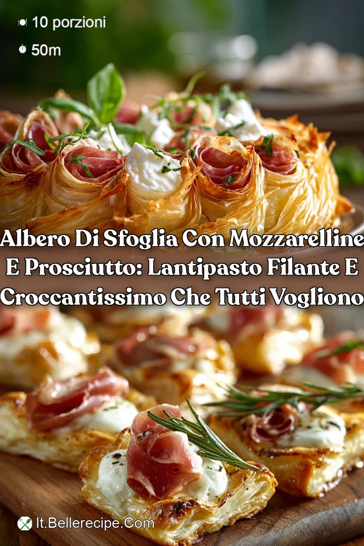 Albero di sfoglia con mozzarelline e prosciutto: Lantipasto filante e croccantissimo che tutti vogliono