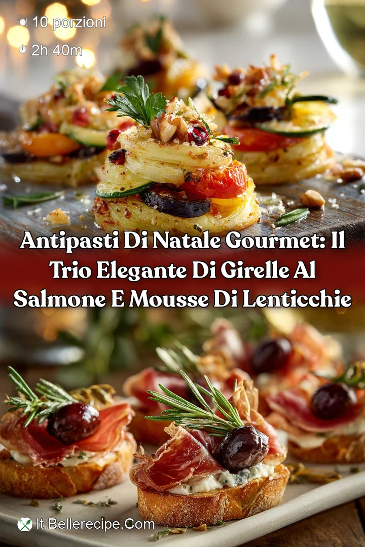 Antipasti di Natale gourmet: il trio elegante di Girelle al Salmone e Mousse di Lenticchie