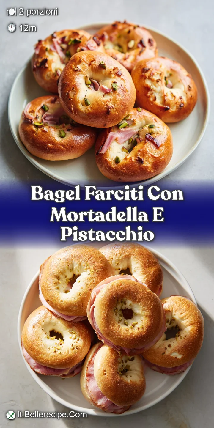 Close-up view of a bagel sandwich. Soft bread, creamy filling, pink meat and green nuts. A delicious Italian bagel filling.