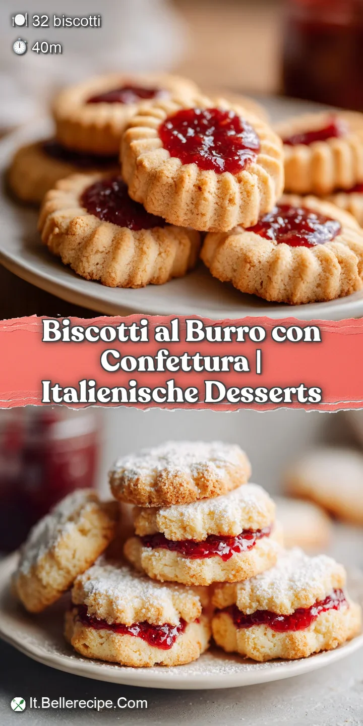 Close-up of a crisp, golden butter cookie with a textured surface, beside a dollop of vibrant red jam.