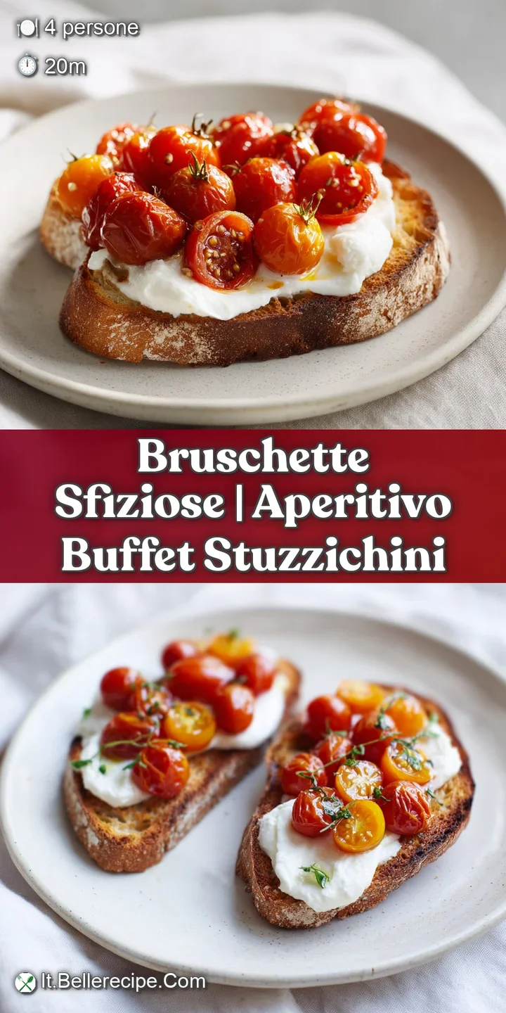Primo piano di pane rustico tostato con pomodorini succosi, striature d'olio d'oliva e un tocco di crema spalmabile.