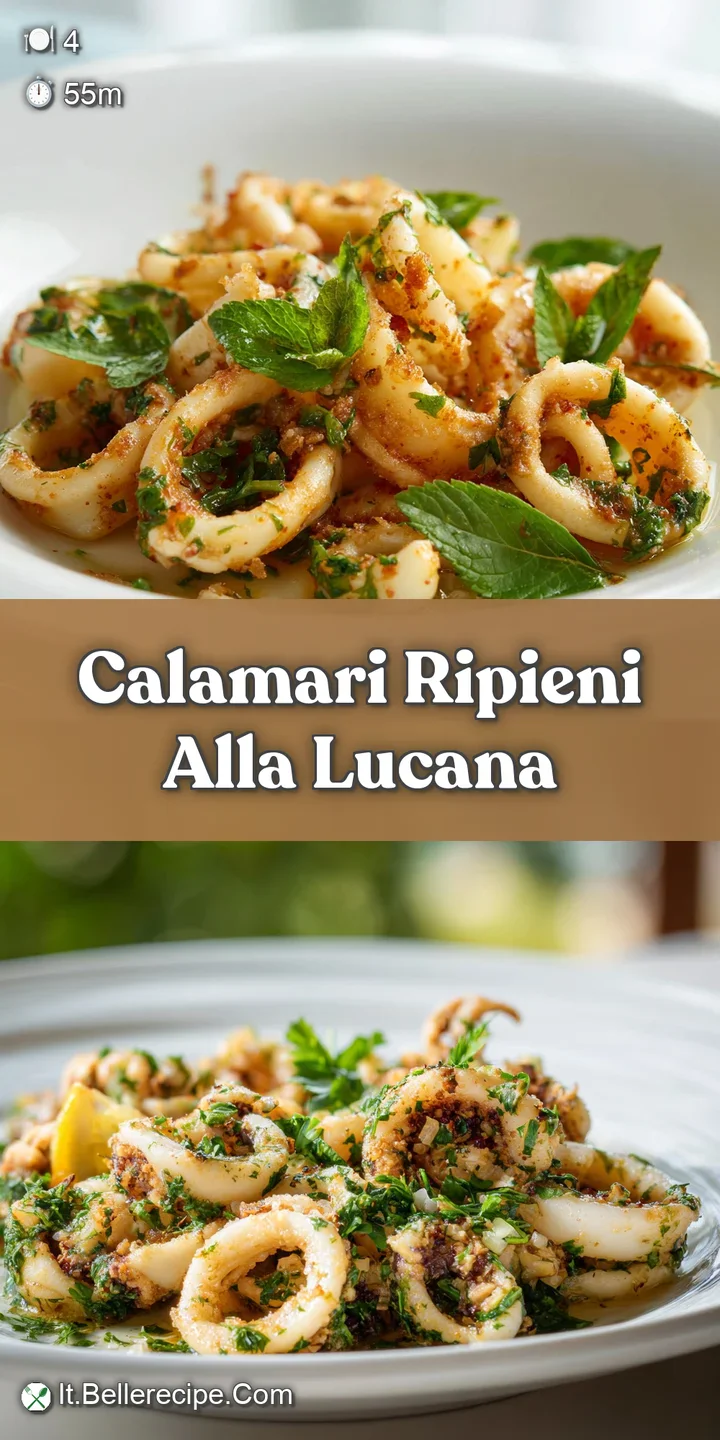 Close-up reveals tender calamari with a luscious filling, bathed in a bright, textured tomato sauce, promising deliciousness.