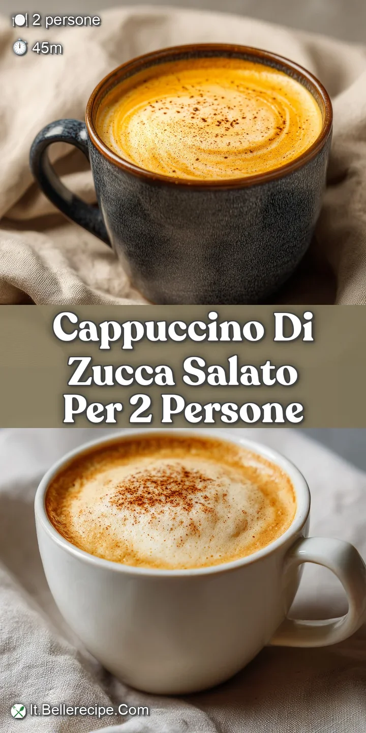 Close-up showcasing the velvety texture of pumpkin soup, the airy foam, and glistening oil droplets, hinting at warmth and...