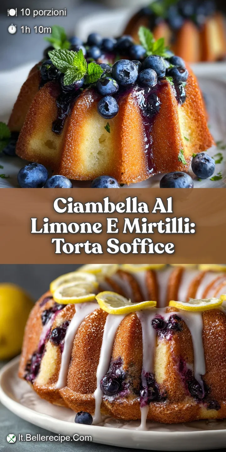 Close-up of a fluffy lemon cake dotted with plump, glistening blueberries. Visible crumb and a delicate dusting of sweetness.