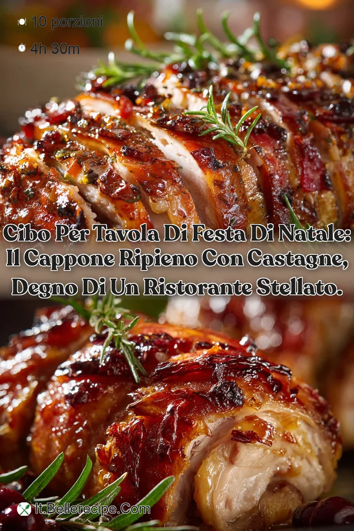 Cibo per tavola di festa di Natale: Il Cappone Ripieno con Castagne degno di un ristorante stellato.
