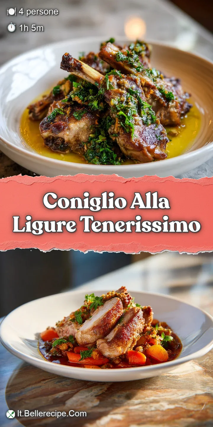 Close-up of tender rabbit in savory sauce; bright green herbs and plump olives add to the rustic, mouthwatering texture an...