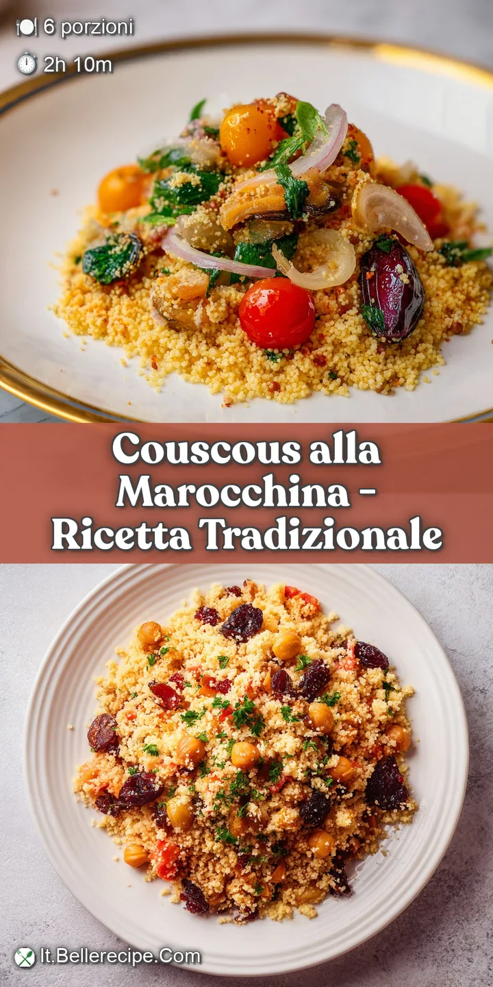 Close-up of succulent lamb pieces nestled in fluffy, saffron-hued couscous with bright green peas.