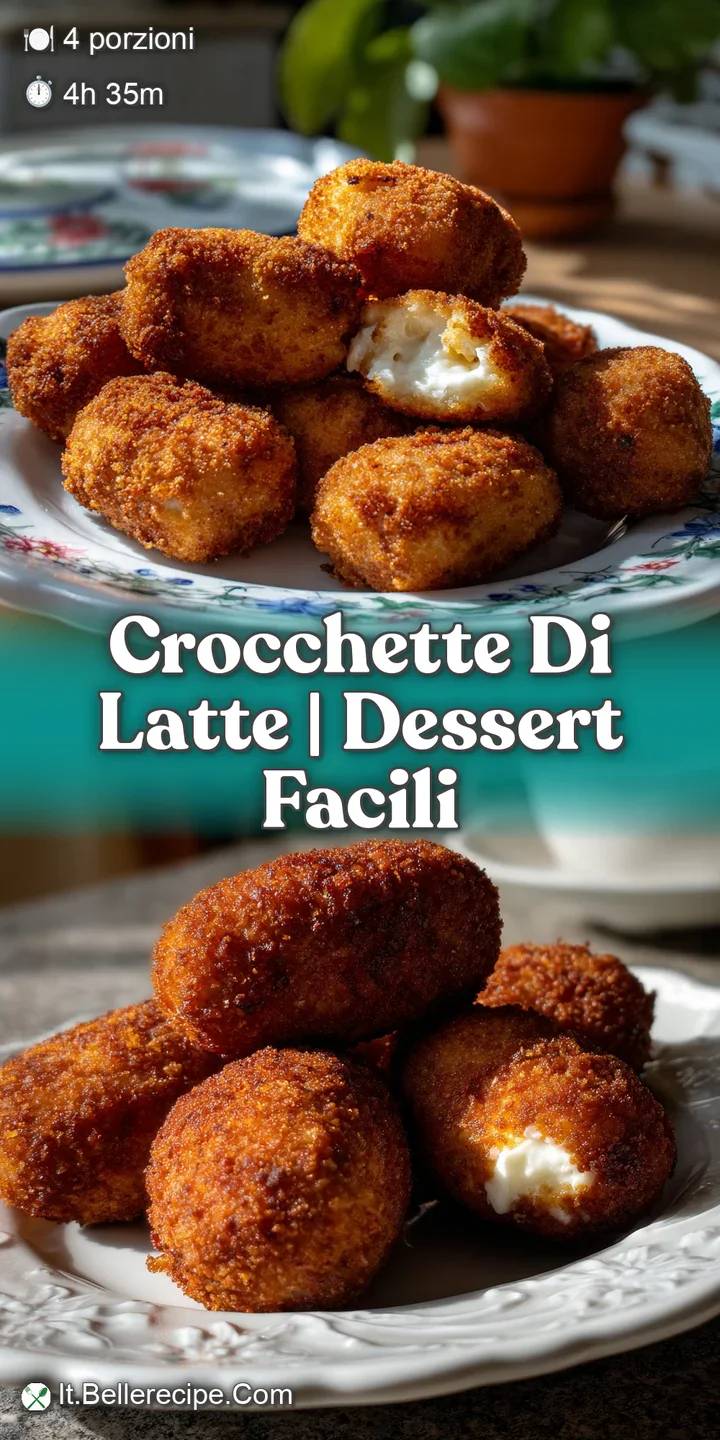Close-up captures the irresistible texture of golden-brown baked milk croquettes with a dusting of confectioner's sugar. D...