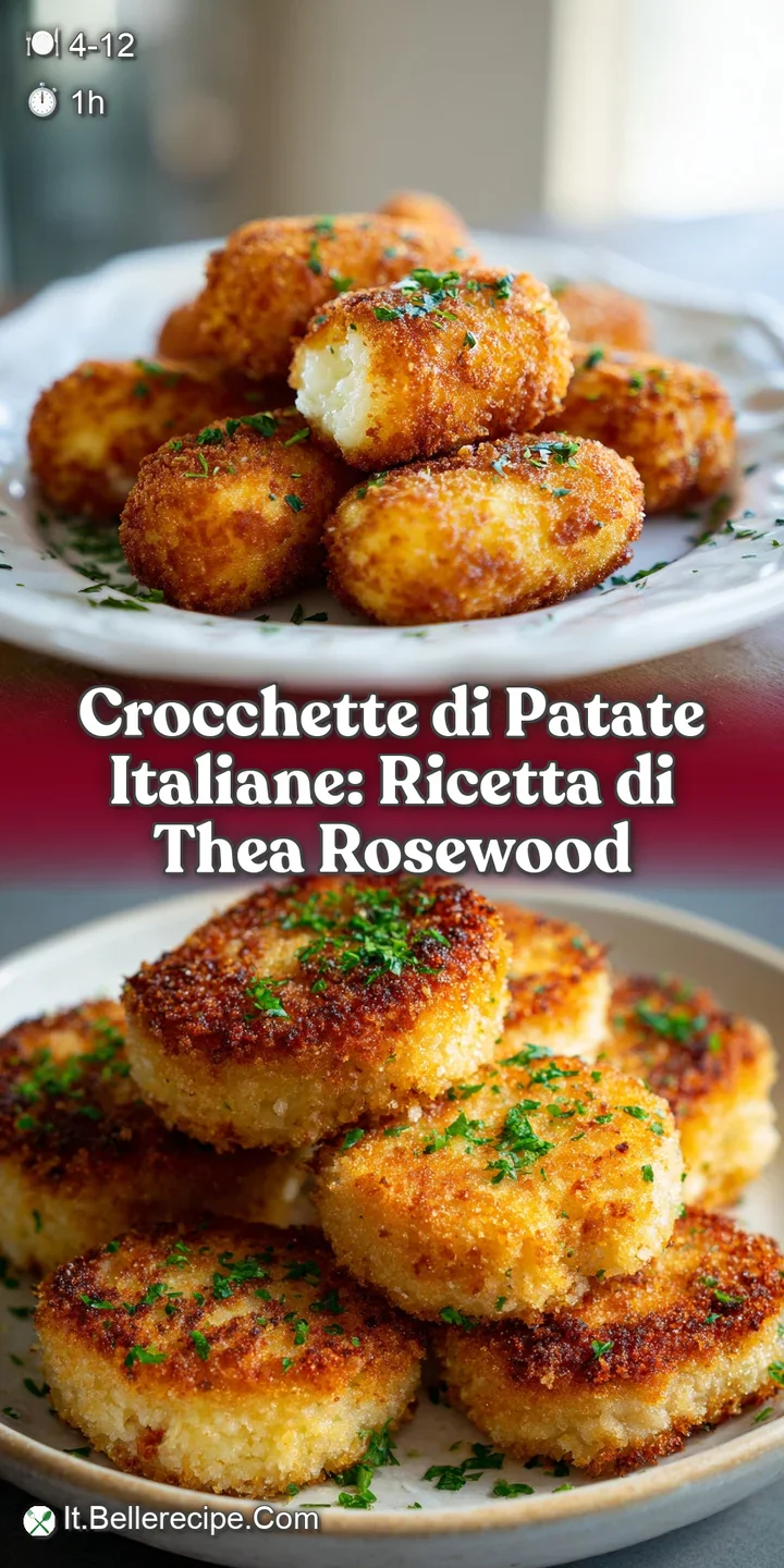 Close-up of a fried potato croquette, showcasing the crunchy, golden exterior and the steamy, soft interior. Irresistible!