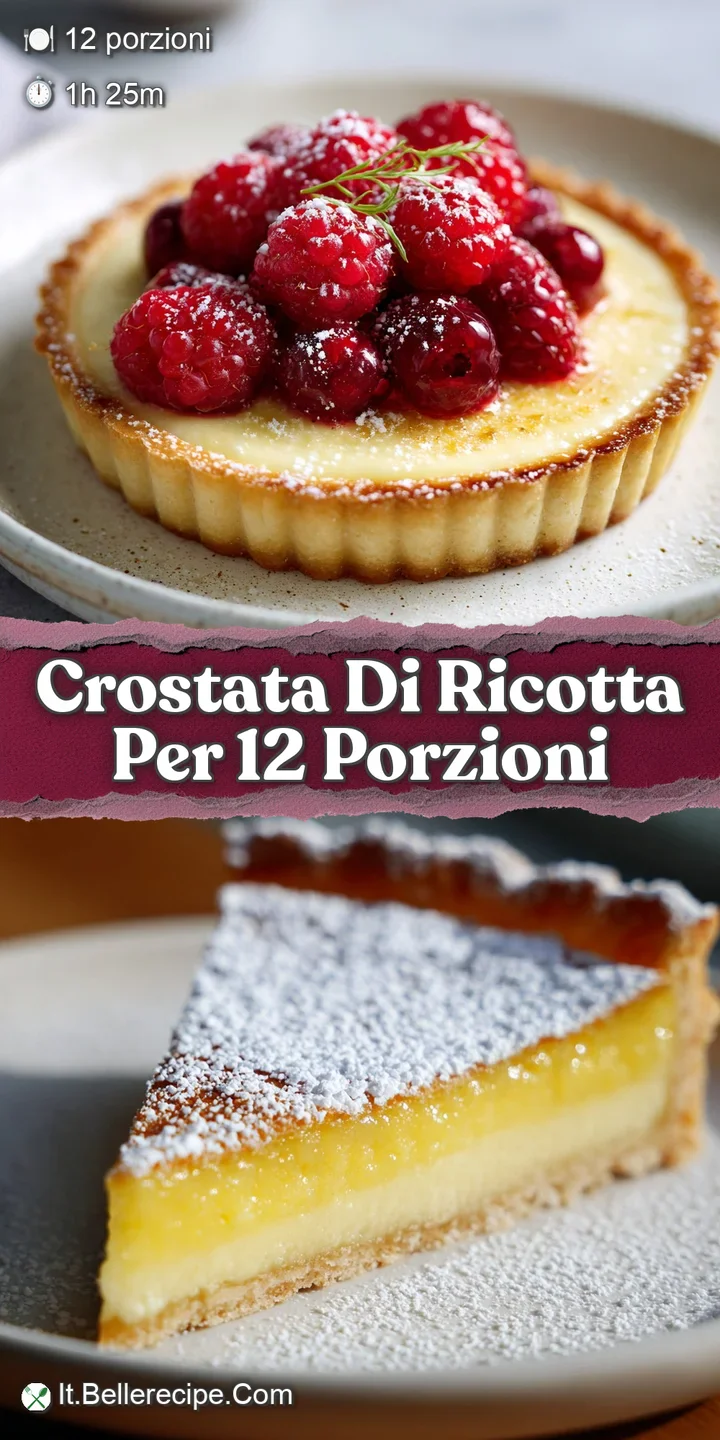 Close-up of ricotta crostata: golden, blistered crust giving way to a creamy, pale filling. Inviting texture.