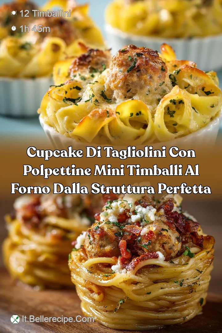 Cupcake di tagliolini con polpettine mini timballi al forno dalla struttura perfetta