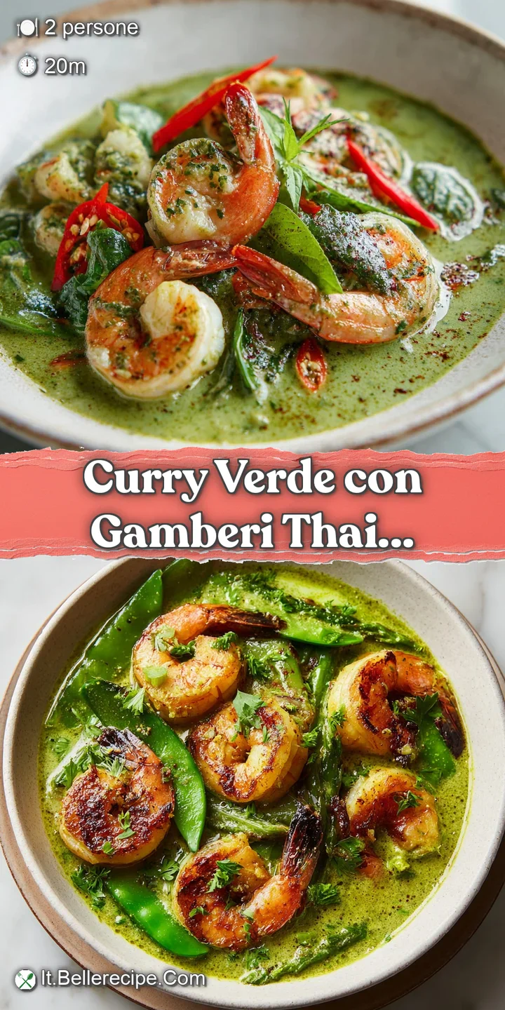 Close-up of succulent shrimp bathed in rich, verdant curry sauce. Notice the herbs and spices making this dish both aromat...