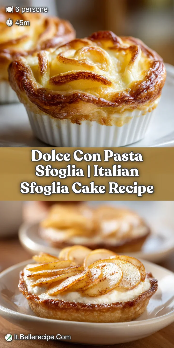 Primo piano di mele lucide e dorate adagiate su un cuore di ricotta morbida e vellutata con bordi di sfoglia bruna.