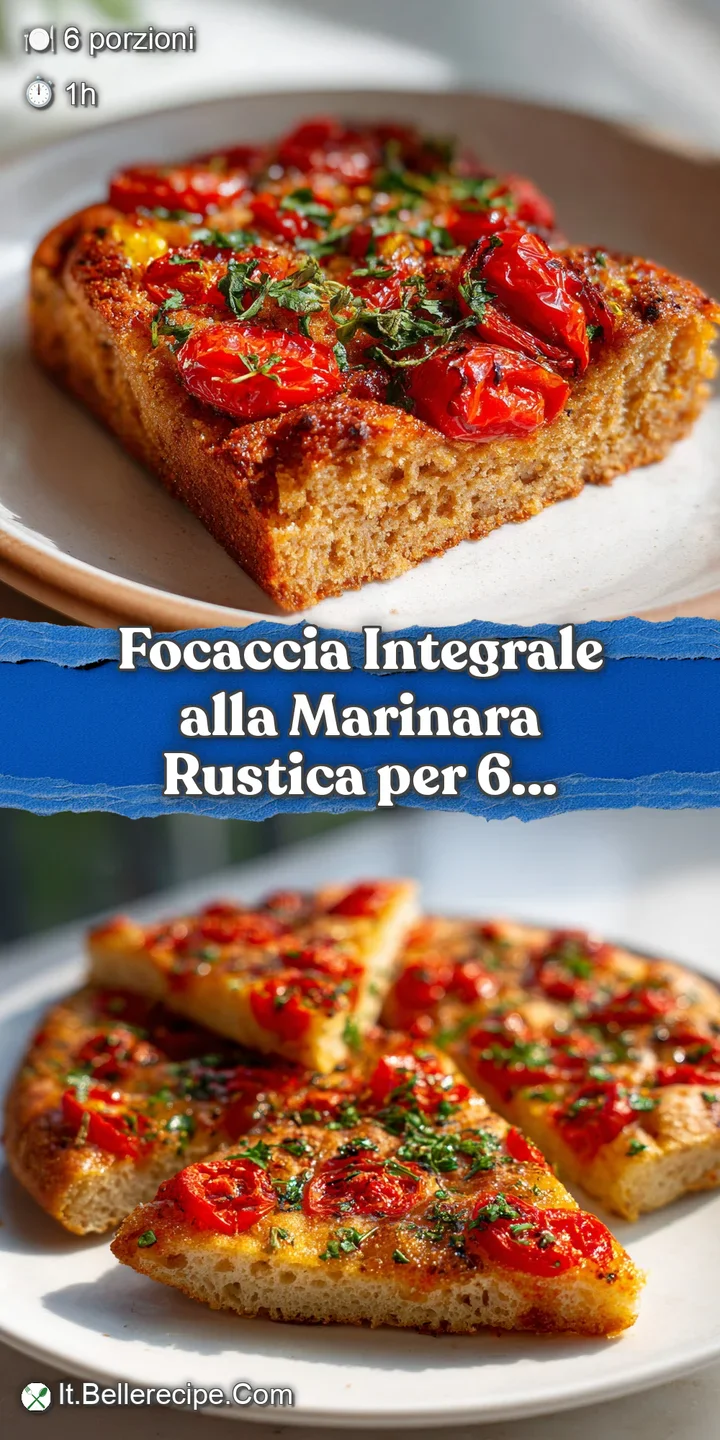 Close-up of warm, chewy focaccia. Crispy crust, soft interior, studded with juicy tomatoes. Aromatic herbs beckon. Authent...