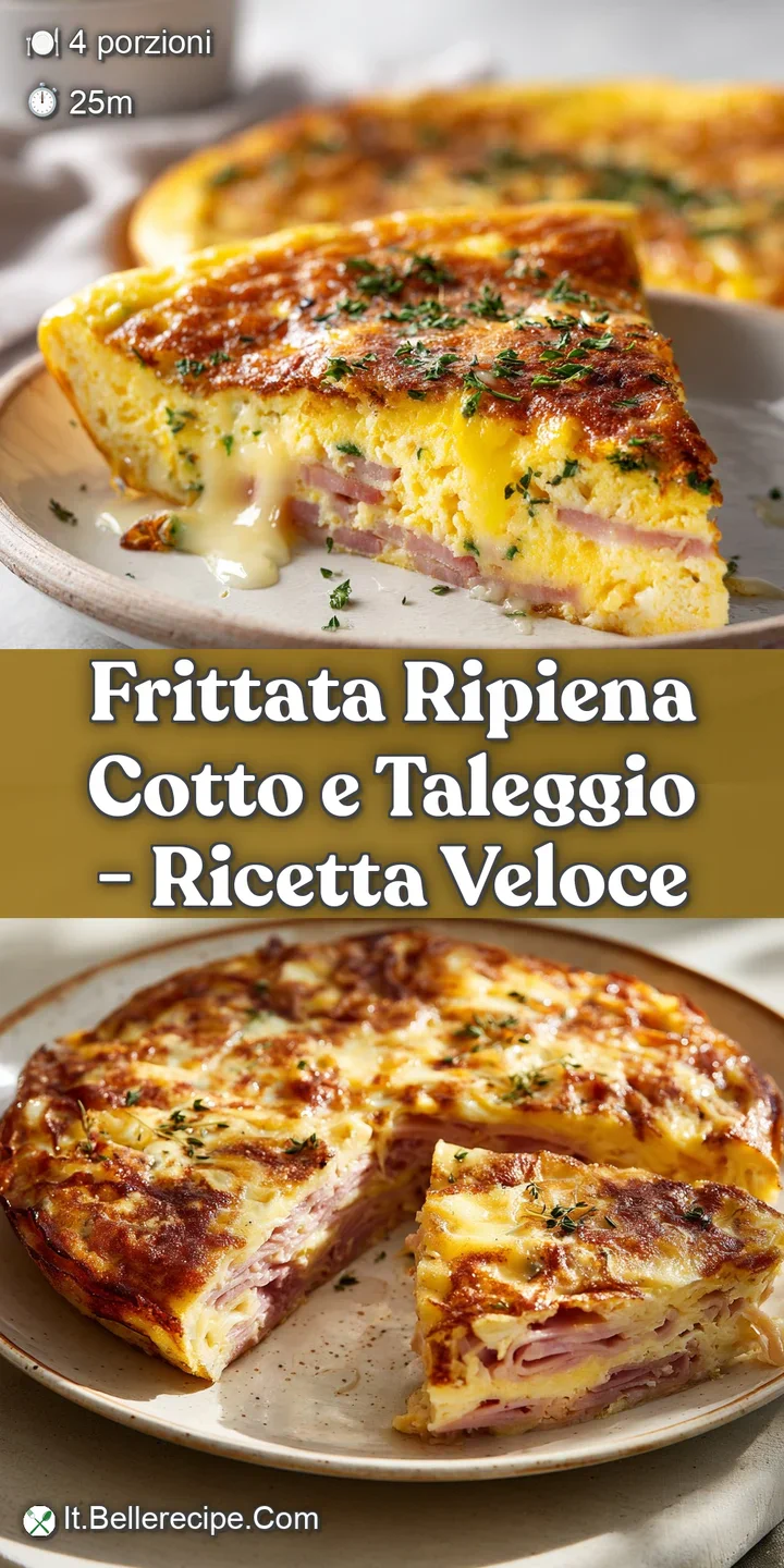 Close-up of a warm frittata featuring bubbly, browned egg and gooey, melted cheese with flecks of savory ham within.