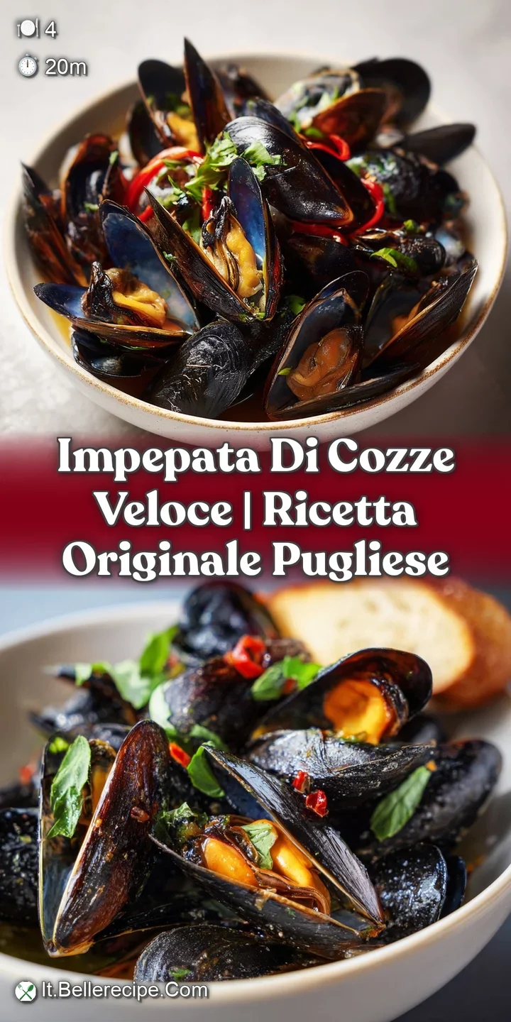 Close-up of shimmering mussels, glistening with pepper and broth, a burst of green parsley, promising fresh flavor.