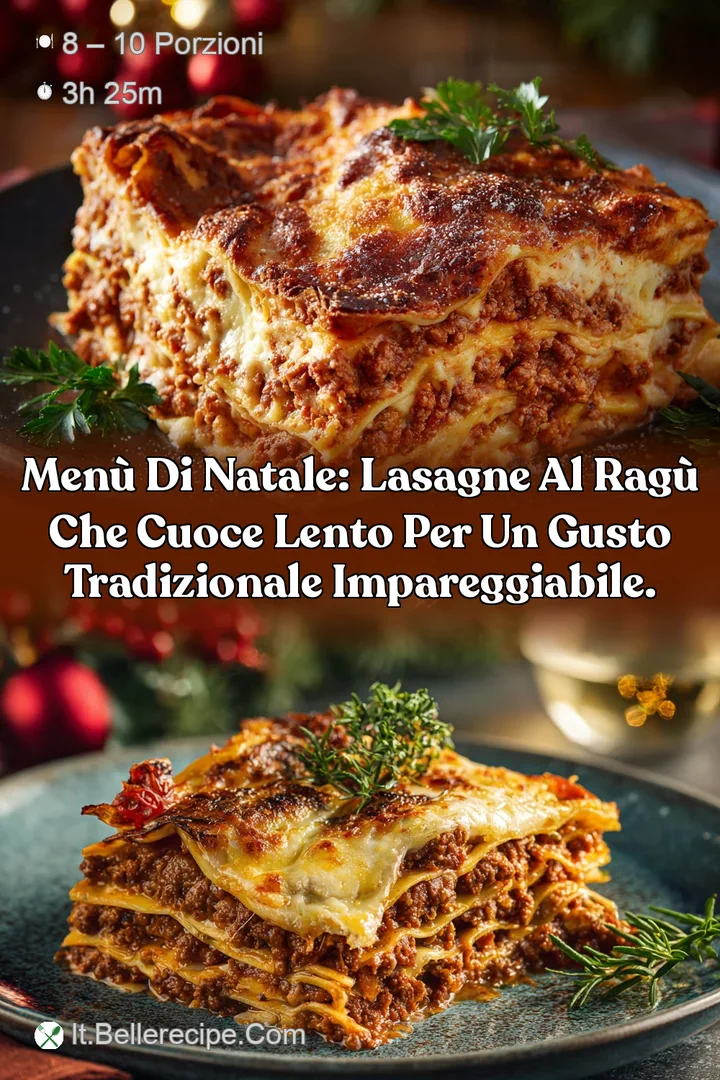 Men&ugrave; di Natale: Lasagne al Rag&ugrave; che cuoce lento per un gusto tradizionale impareggiabile.