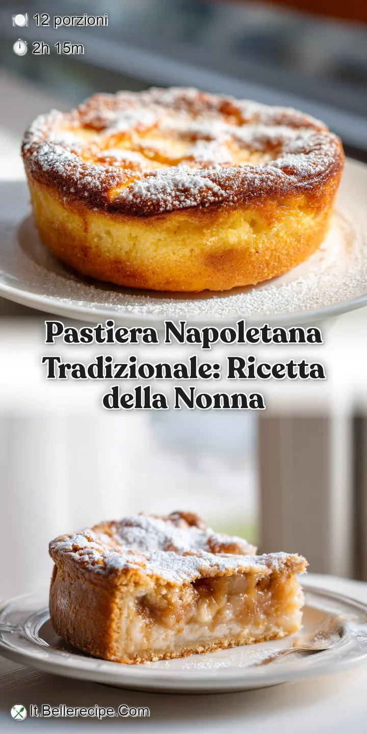 Close-up of Pastiera's golden lattice crust, powdered sugar glistening, promising a rich, sweet, and creamy bite.