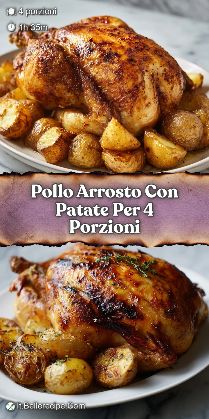 Close-up on glistening roast chicken skin and tender roasted potatoes, hinting at savory flavors and comforting warmth.