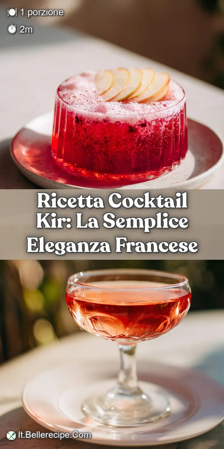 Close-up of a ruby red Kir Royale cocktail in a clear glass. Condensation glistens on the surface, hinting at a chilled re...