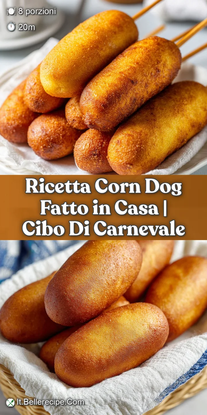 Close-up of a freshly fried corn dog, showcasing the uneven, bubbly texture of its crispy, golden exterior and sesame seed...