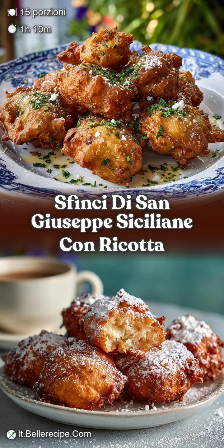 Close-up of a golden-brown fried Sfincia, showcasing the puffy, airy texture and glistening honey glaze with pistachio pie...