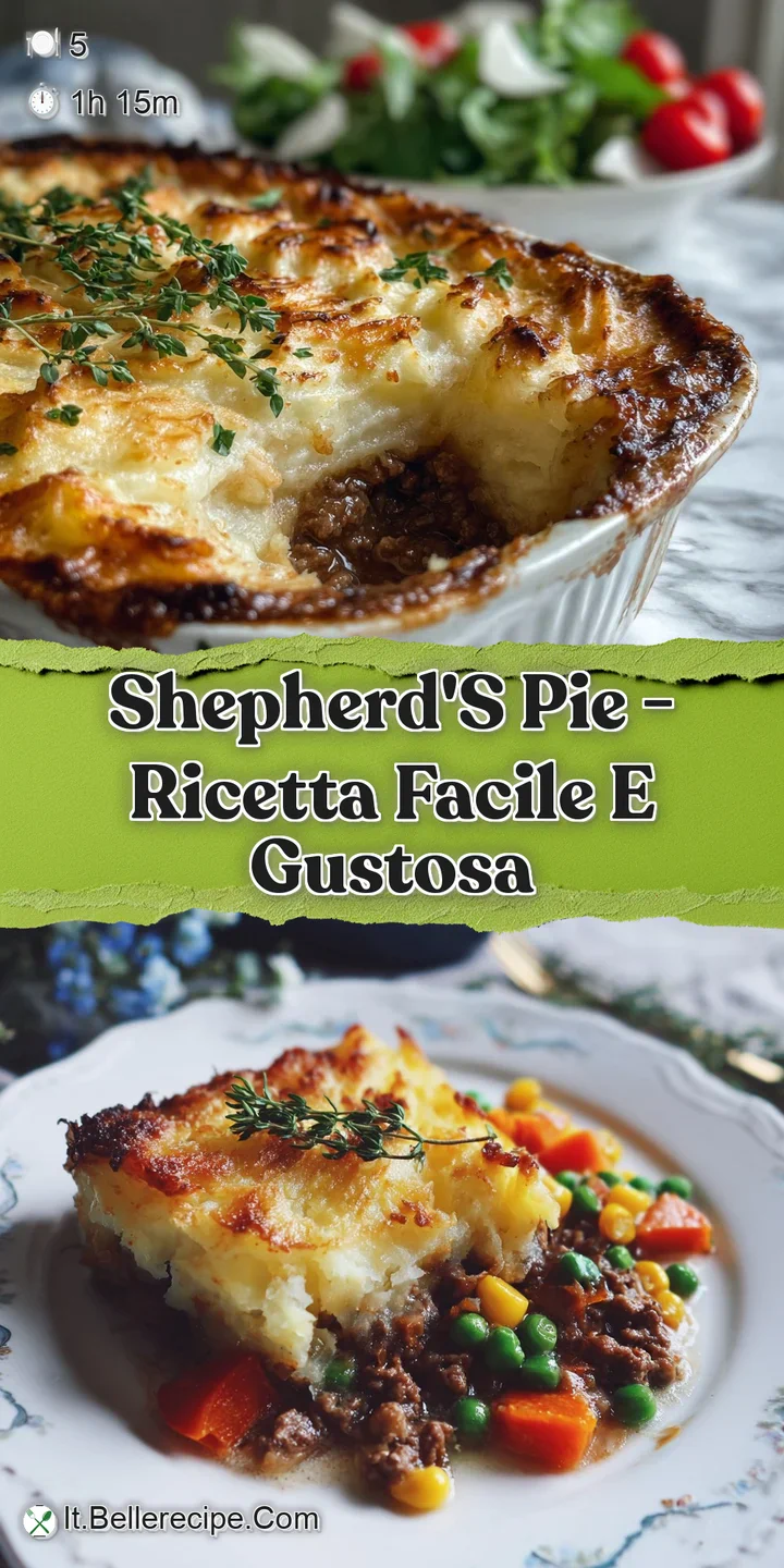 Close-up of a shepherd's pie reveals a hearty lentil filling beneath a fluffy, browned potato crust, promising warmth and ...