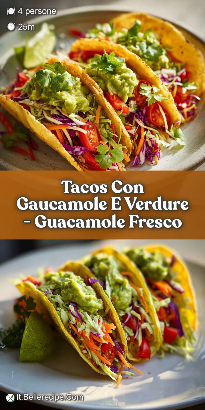 Close-up of a taco overflowing with bright green guacamole, charred vegetables, and flecks of red pepper, inviting and fla...