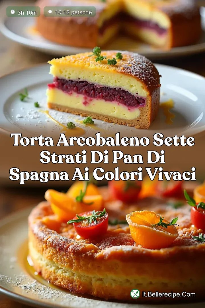 Torta Arcobaleno Sette Strati di Pan di Spagna ai Colori Vivaci