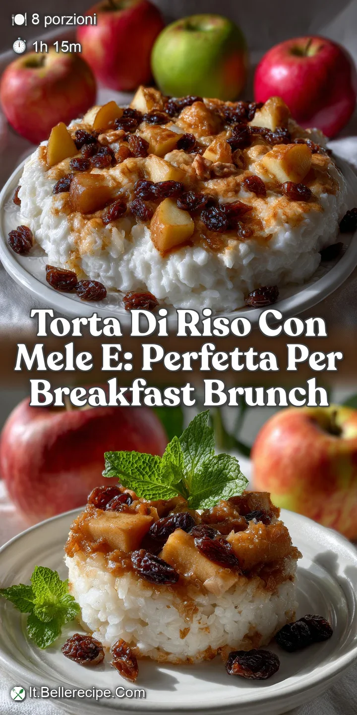 Warm, golden-hued rice cake with a velvety texture, featuring visible apple slices and a slightly caramelized surface.