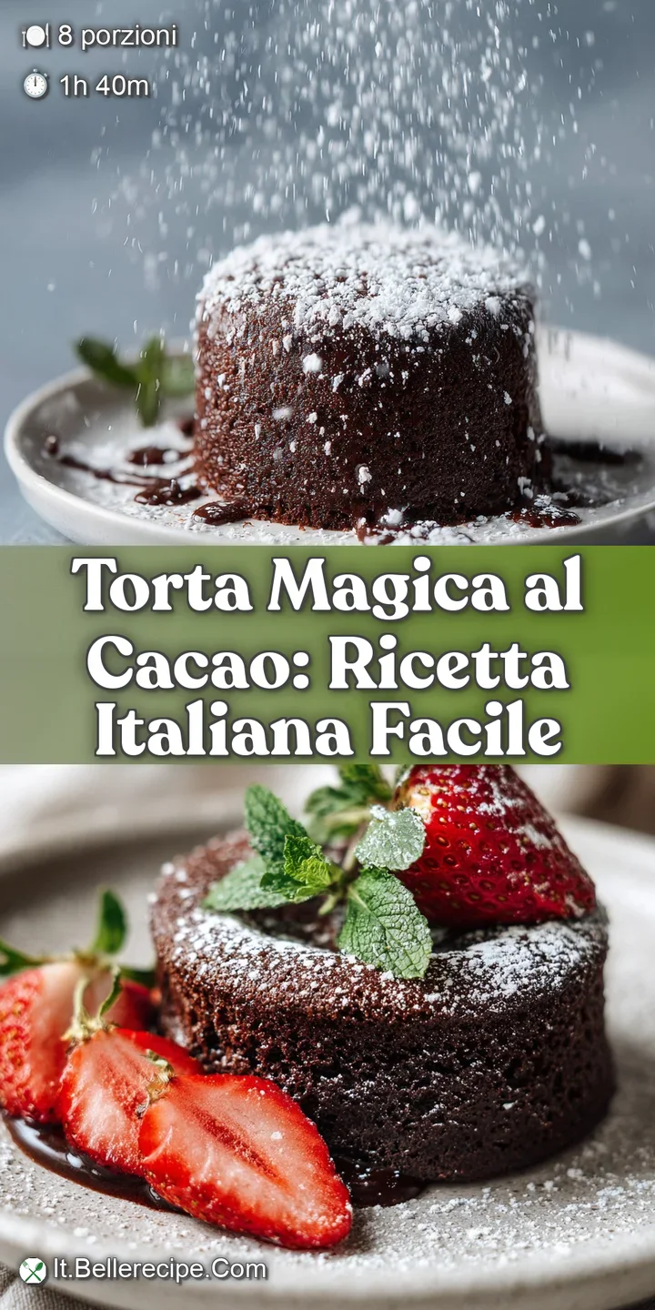 Close-up of a moist, fudgy chocolate magic cake. Visible layers of varying textures entice. A delicious visual of home-bak...