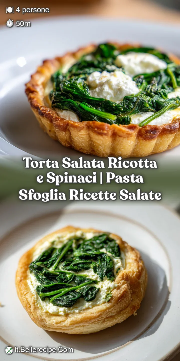 Primo piano della consistenza cremosa di ricotta e spinaci, con la pasta sfoglia croccante e leggermente brunita.
