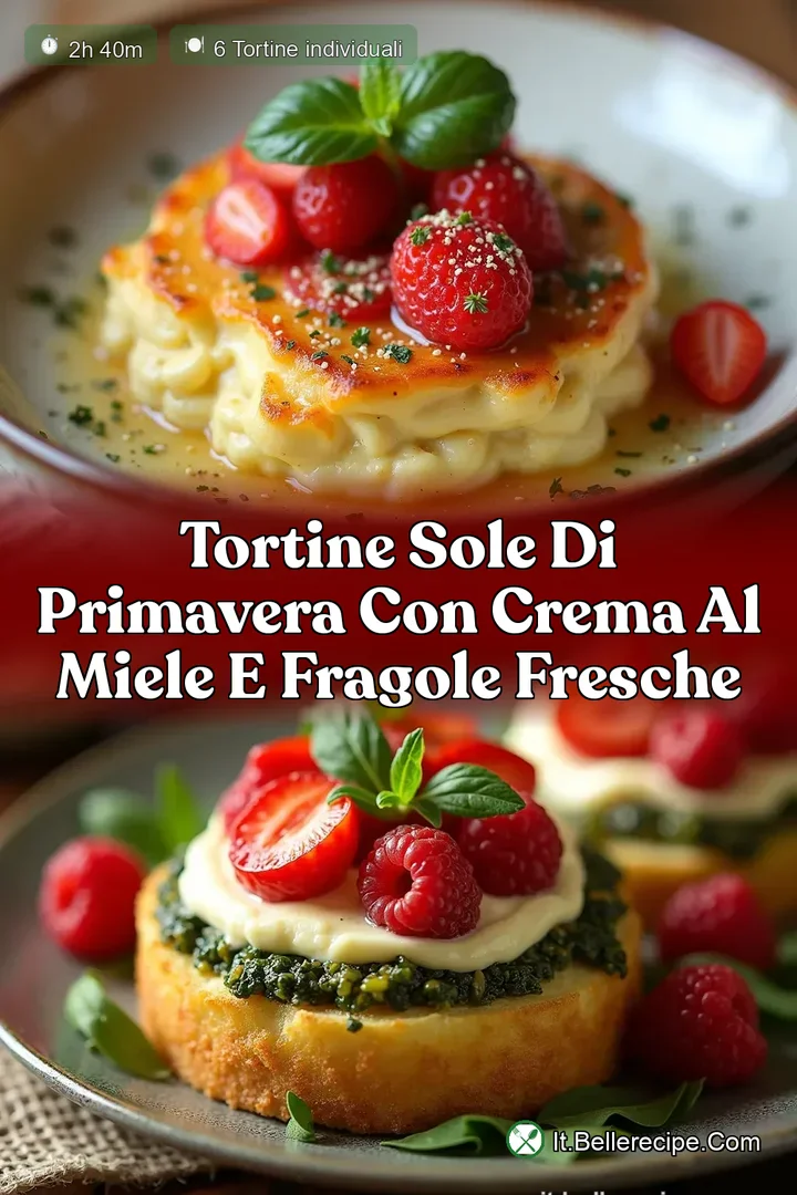 Tortine Sole di Primavera con Crema al Miele e Fragole Fresche