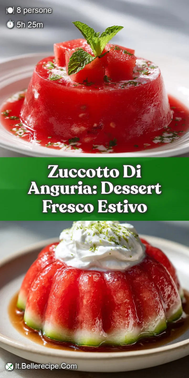 Close-up view of creamy watermelon dome, dusting of cocoa, the dessert's refreshing texture is so inviting.