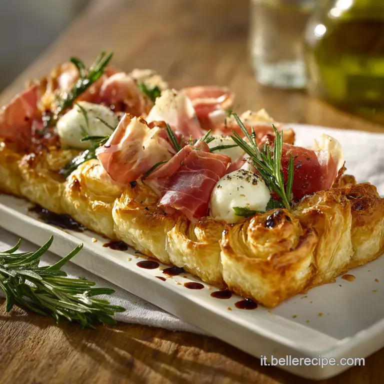 Albero di sfoglia con mozzarelline e prosciutto: lantipasto scenografico