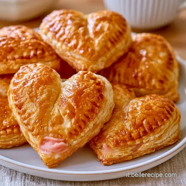 Dolcetti di sfoglia dorata disposti con cura su un piattino di ceramica bianca, accompagnati da una fragola fresca.