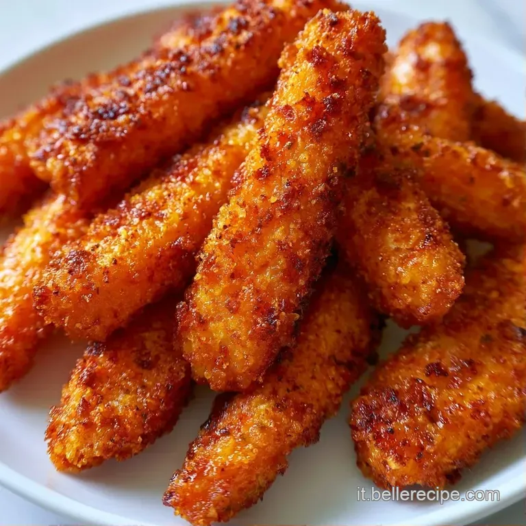 Bastoncini di carota dorati e lucidi, disposti con cura su ceramica grigia con un tocco di prezzemolo fresco.