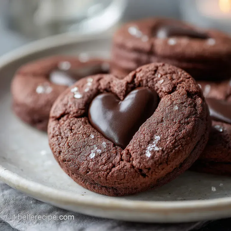 Biscotti di San Valentino al cacao con cuore di cioccolato