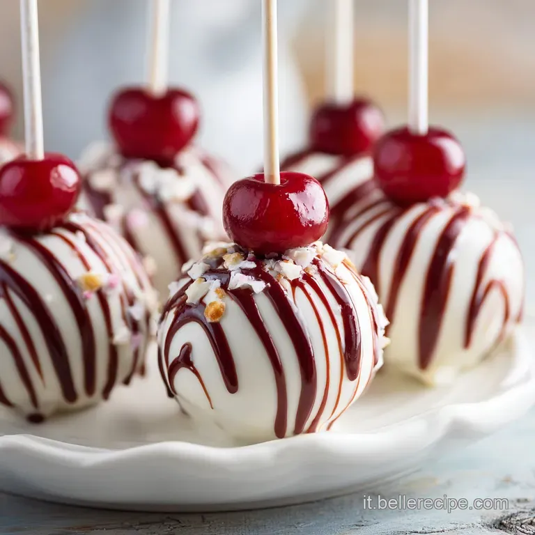 Three decorated cake pops on sticks, standing upright in a bed of sparkly gold sugar. Hints of moist cake peek through.