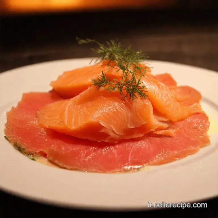 Carpaccio Di Salmone Agli Agrumi Con Crostini Allaglio presentation