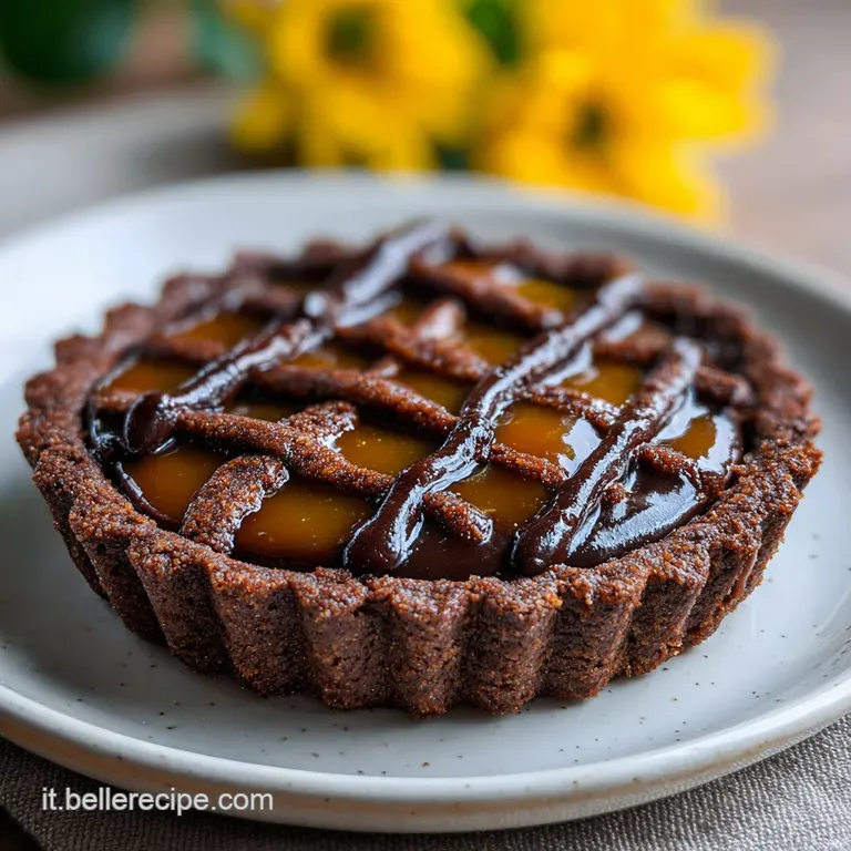 Crostata al Cacao con Caramello e Cioccolato Fondente