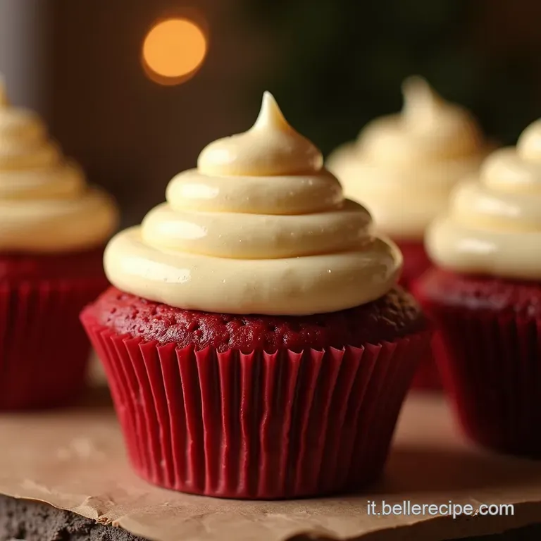 Cupcake Velluto Rosso Red Velvet La Ricetta Classica Con Frosting Al Formaggio Cremoso presentation