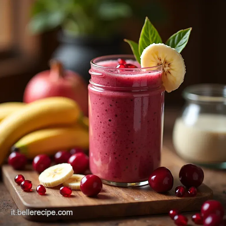 Il Rubino Mattutino Smoothie Energetico Ciliegia Banana E Melograno presentation